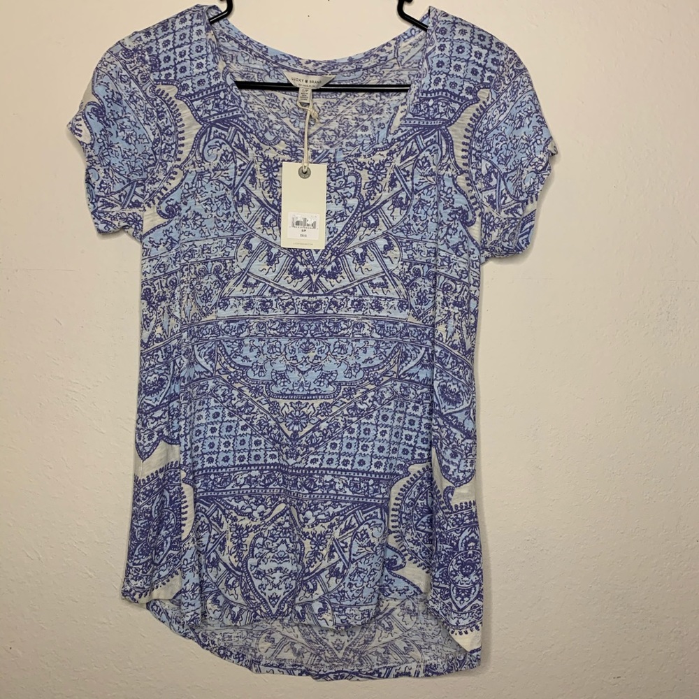 Lucky Brand blue aztec casual tee